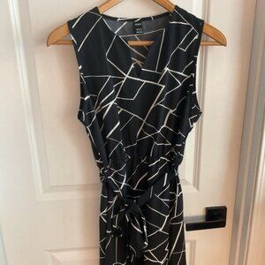 SHEIN - Sleeveless Belted Geometric Pattern Dress - Black & White - Ladies Sz 6